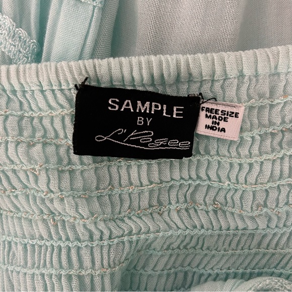 L’Pogee Embroidered Crochet Maxi Dress Handkerchief Hem Flowy Boho One Sz Sample - Picture 11 of 11